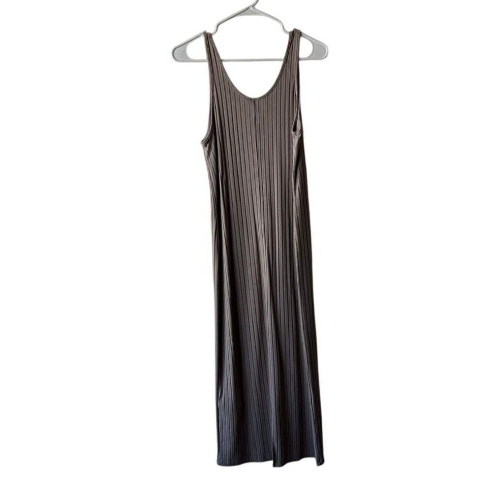 H&M Women's Mauve Taupe Scoop Neck Ribbed Bodycon Tank Dress Size L - Picture 4 of 8